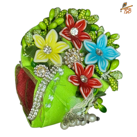 Handcrafted Ladoo Gopal Mukut with Beads & Stone Embroidery | Pagdi Crown for Thakur Ji | TSB