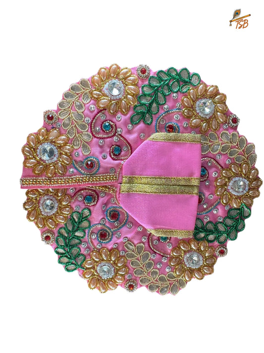 Premium Baby Pink Ladoo Gopal Dress with Bead & Stone Embroidery | TSB Poshak for Krishna Ji