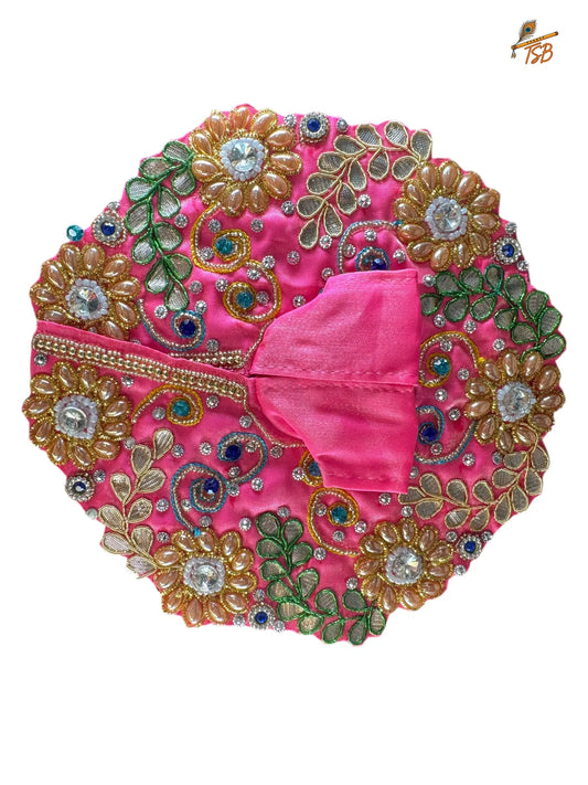 Premium Pink with Stones Ladoo Gopal Dress with Bead & Stone Embroidery | TSB Poshak for Krishna Ji