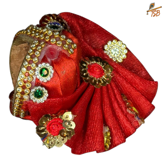 Handcrafted Ladoo Gopal Mukut with Beads & Stone Embroidery | Pagdi Crown for Thakur Ji | TSB