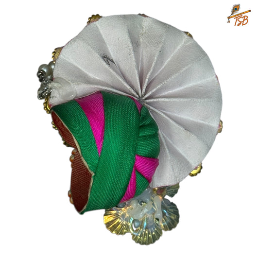 Handcrafted Ladoo Gopal Mukut with Beads & Stone Embroidery | Pagdi Crown for Thakur Ji | TSB