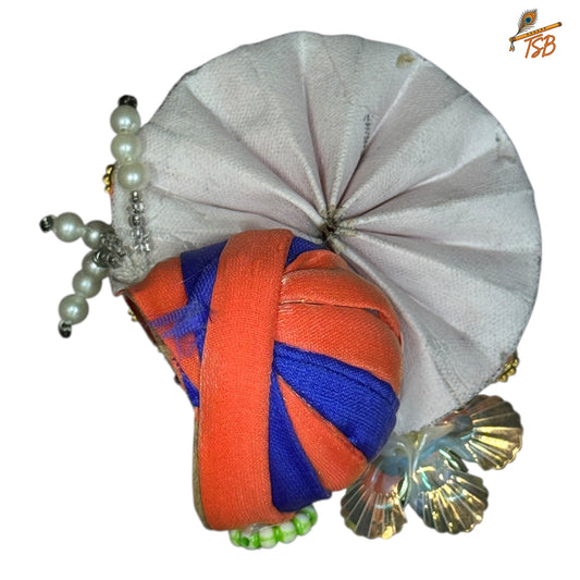 Handcrafted Ladoo Gopal Mukut with Beads & Stone Embroidery | Pagdi Crown for Thakur Ji | TSB