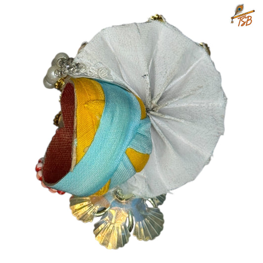 Handcrafted Ladoo Gopal Mukut with Beads & Stone Embroidery | Pagdi Crown for Thakur Ji | TSB