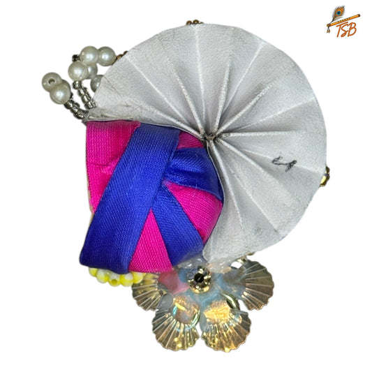 Handcrafted Ladoo Gopal Mukut with Beads & Stone Embroidery | Pagdi Crown for Thakur Ji | TSB